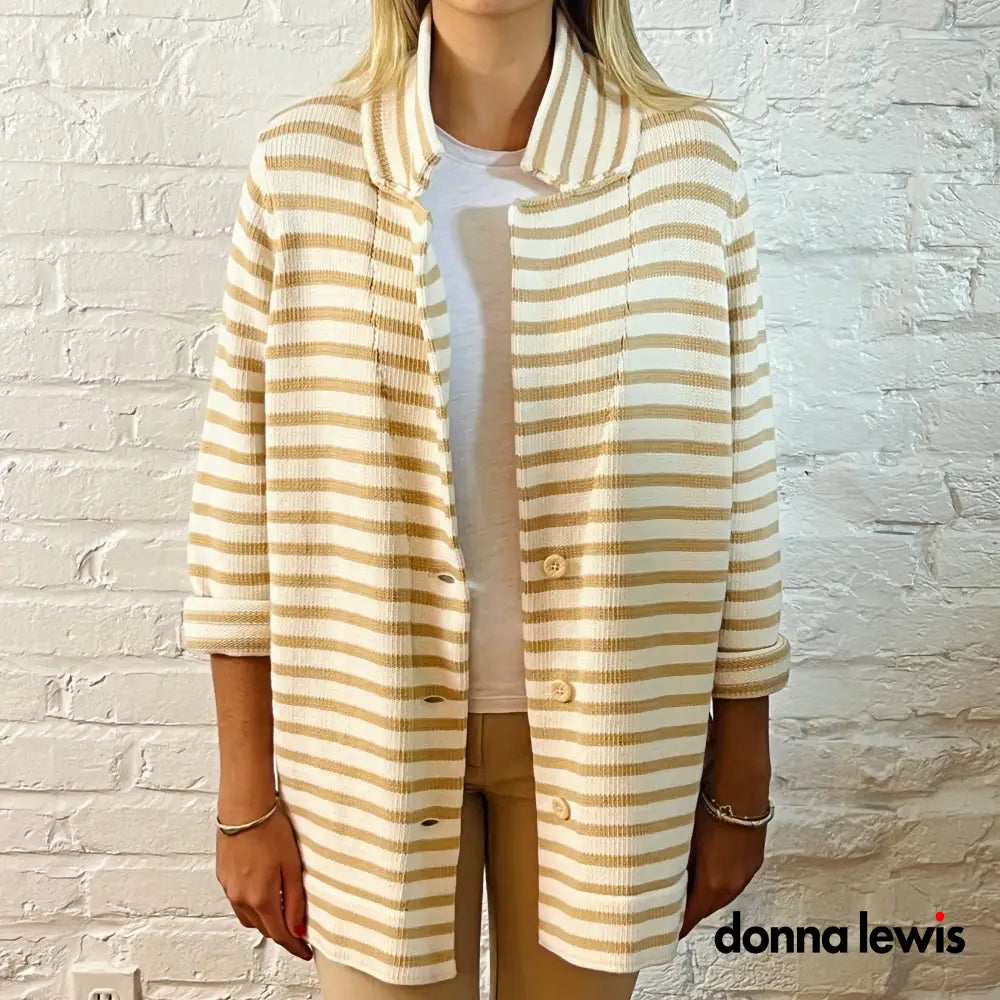 Bruno Manetti | Stripe Knit Jacket 40 / Khaki Women’s